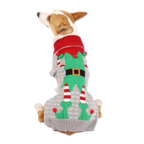 Filhome Hunde Kostüme Clown Muster Hundebekleidung Strickpullover Weihnachten Kleidung für Kleine Mittelgroße Hund L von Filhome