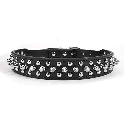 Filhome Hundehalsband aus Leder mit Spikes und Nieten für Hunde Tägliche Aktivitäten XL von Filhome