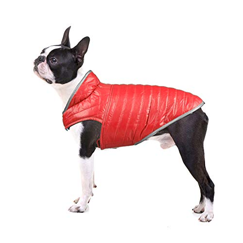 Filhome Hundejacke Winterweste Hundemantel wasserdichte Reflektierenden Ärmellose Wende-Daunenjacke Warm Hunde Jacken Für Herbst Winter Blau+Rot/XL von Filhome