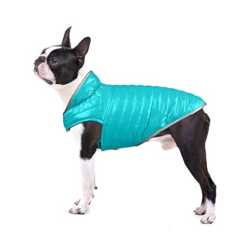 Filhome Hundejacke Winterweste Hundemantel wasserdichte Reflektierenden Ärmellose Wende-Daunenjacke Warm Hunde Jacken Für Herbst Winter Cyan Blau+Gelb/XL von Filhome