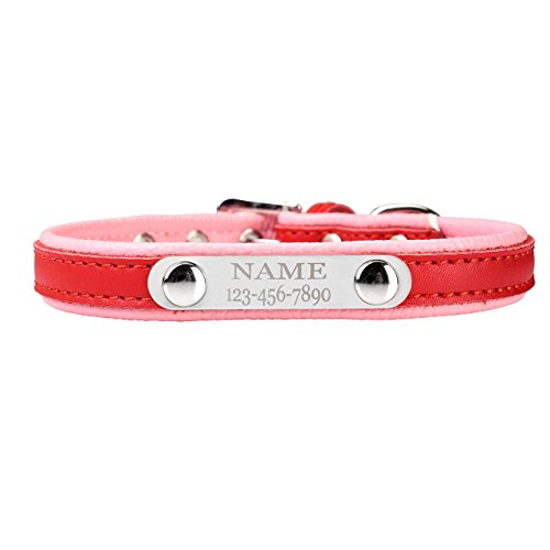 Filhome Leder Hundehalsband Personalisiert mit Namen und Telefonnummer Einstellbar Hundehalsbänder für Kleine Mittel und Große Hunde von Filhome