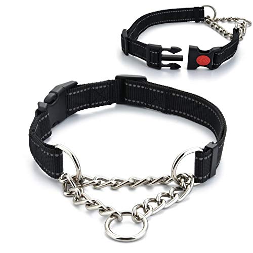 Filhome Nylon Hundehalsband Einstellbare Chain Reflektierend Halsband Training für Kleine Hunde Schwarz/S von Filhome