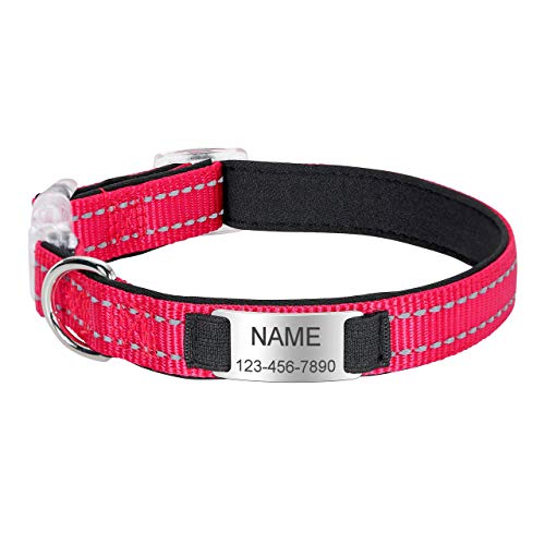 Filhome Personalisierte Hundehalsband Reflektierend aus Nylon mit Namen und Telefonnummer für Welpen Kleine Mittlere Große Hunde Rot/S von Filhome