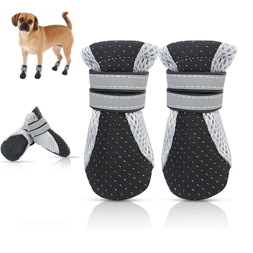 Fililogor Hundeschuhe Klein, Hundeschuhe mit Rutschfester Sohle, Pfotenschutz Hundestiefel mit Reflektierenden Riemen für Kleine Hunde von Fililogor