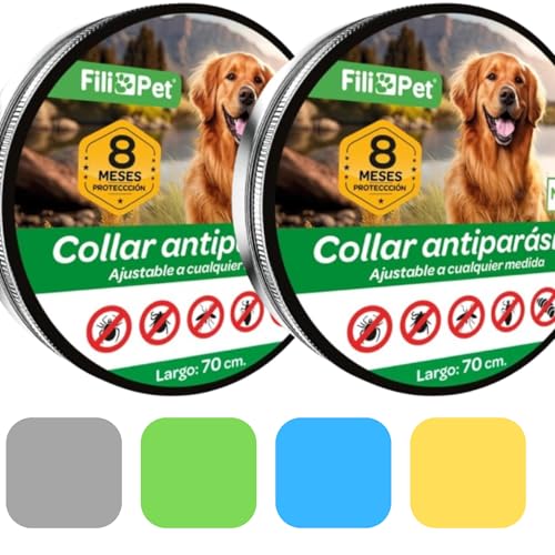 Anti-parasieten Halsband voor Honden | Effectief tegen Vlooien, Teken, Muggen en Luizen | Waterbestendig | Verstelbaar 70 cm | Bescherming Van 8 Maanden (Blau, 70cm) von Filipet