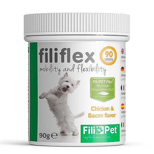 Filipet Gelenktabletten für Hunde Glucosamin | chondroprotektiv, hilft bei der Pflege der Gelenke, Knochen, verbessert die Beweglichkeit und Flexibilität Ihres Hundes | 90 Tabletten. von Filipet