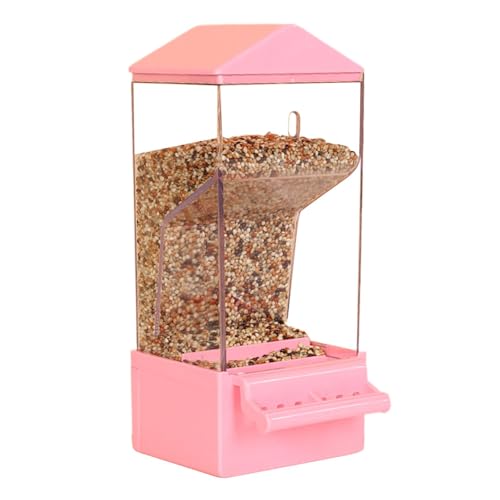 Automatischer Vogelfutterspender, Vogelfutterbehälter, intelligenter Sittich-Futterspender mit großem Fassungsvermögen, Anti-Verschütt-Technologie und transparent, 21 x 9 x 7,5 cm, Weiß/Grün/Rosa, für von Filvczt