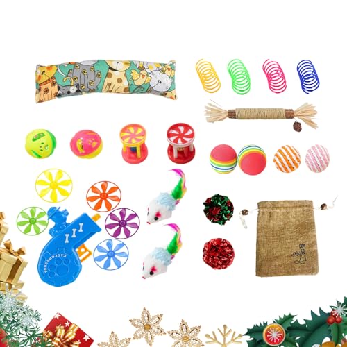 Filvczt Interaktives Katzenspielzeug - Interaktives Weihnachtsplüschtier-Set Für Kleine Katzen - Beißfestes Kauspielzeug für Kätzchen als Set für kleine, mittlere und große Katzen Filvczt Interaktives Katzenspielzeug - Interaktives Weihnachtsplüschtier-Set Für Kleine Katzen - Beißfestes Kauspielzeug für Kätzchen als Set für kleine, mittlere und große Katzen von Filvczt