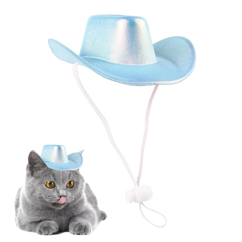 Filvczt Katzen-Cowboyhut, Kätzchen-Hut, Haustierhut, Cosplay, glänzende Cowboyhüte, Hundekostüm, lustiger Hut, kleine Katzenhut für Haustier-Party-Dekorationen von Filvczt
