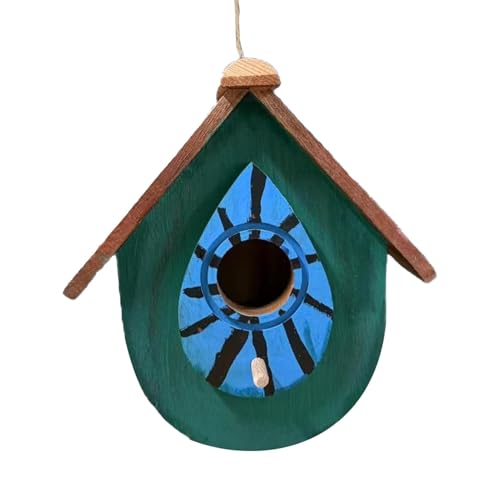 Garten Vogelhaus Kolibri Nest Haus Gartendeko mit witterungsbeständig, einfach zu installieren und zu pflegen, 17,5 x 10 x 17 cm, /Grün/Gelb, für Innenhöfe, Gärten, Balkone, Terrassen von Filvczt