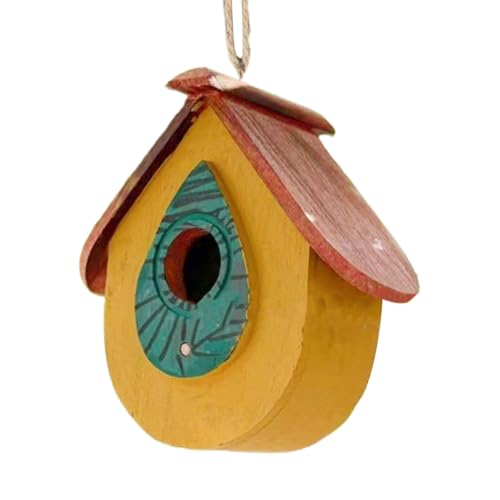 Garten Vogelhaus Kolibri Nest Haus Gartendeko witterungsbeständig, einfach zu installieren und zu pflegen, 17,5 x 10 x 17 cm, /Grün/Gelb, für Innenhöfe, Gärten, Balkone, Terrassen von Filvczt