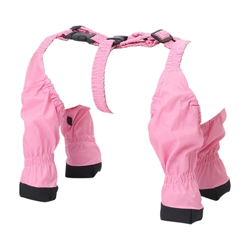 Hunde-Hosenträgerstiefel, Verstellbare Hundestiefel, rutschfeste Hundeschuhe, Mit Rutschfestem Design, Verstellbar Und Sicherer Sitz, S/M/L/XL, Rosa, Für Hunde Und Haustiere von Filvczt