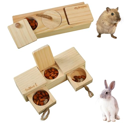 Kleintier-Leckerli-Spender, Kaninchen-Futterspender Leckerli-Spender, Holz, interaktives Anreicherungsspielzeug, Hamster, Futterspielzeug, Kaninchen-Holzspender, einfach zu bedienen, tragbar für von Filvczt