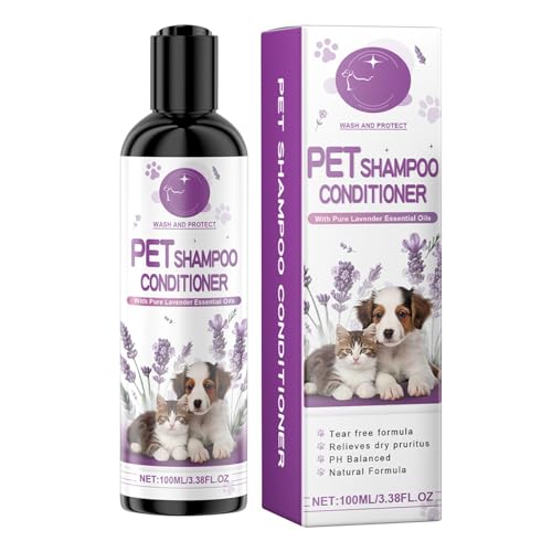 Pets Shampoo Conditioner, Lavender Pet Detangler, Natural 100ml Dog Shampoo, Deodorizing Moisturizing Pet Supplies, Portable Dog Shampoo, Easy to Use, Portable for Cats & Dogs von Filvczt