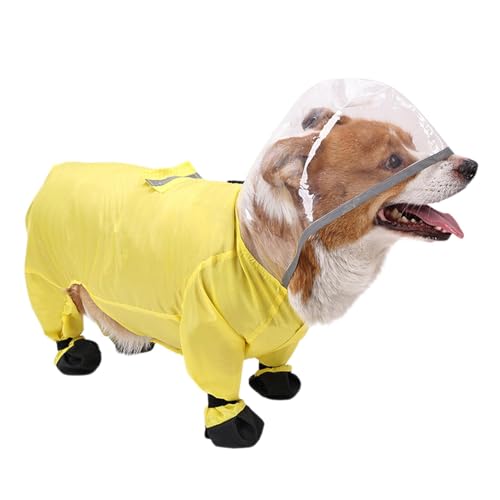 Portable Dog Raincoat, Reflective Waterproof Raincoat, Dog Jacket Windproof, Clear Hood Dog Raincoats, Spark Paws Breatheshield, Easy to Use, Portable for Medium Large Dogs von Filvczt