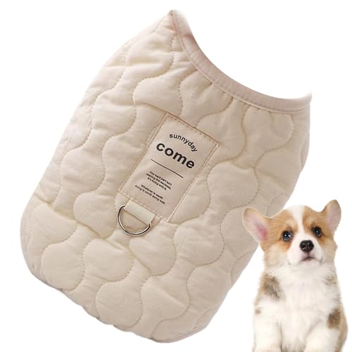 Schneeweste Für Haustiere, Haustierbekleidung Für Kaltes Wetter, Winterjacke Für Kleine Hunde, Mit Integriertem Loch Für Das Geschirr, Einfach, Armeegrün/Beige, Für Kleine Hunde Und Katzen von Filvczt