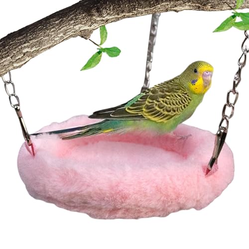 Sittichnesthütte, Vogelbettkäfig, Papageienschaukel-Hängematte, Mit Schaukel Und Spiel, 20 cm, Rosa/Grau Für Wellensittiche, Unzertrennliche, Conure, Quaker von Filvczt