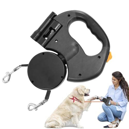 Telescopic Dog Lead, 360-Degree Rotatable Double Pet Lead, Portable Dog Lead, Retractable Dog Lead, Strong Dog Lead, Easy to Use, Portable for Night Walking, Park, Hiking von Filvczt