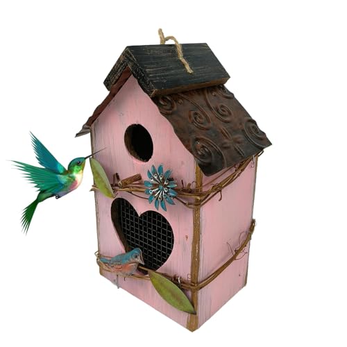 Vogelhaus aus Holz, niedliche hängende Vogelhäuser aus Holz, dekorativer schützender Vogelkäfig, multifunktionale Gartendekoration, Vogel-Nistkastenhaus, einfach zu bedienen, dekorativ für Rasen und von Filvczt