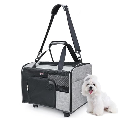 Wheels Pet Carrier, Wear Resistant Pet Travel Bag, Breathable Comfortable Pet Carrier, Ark Soft Sided Pet Carrier, Drinking Bowl Included, Easy to Use, Portable for Outdoor Adventure von Filvczt