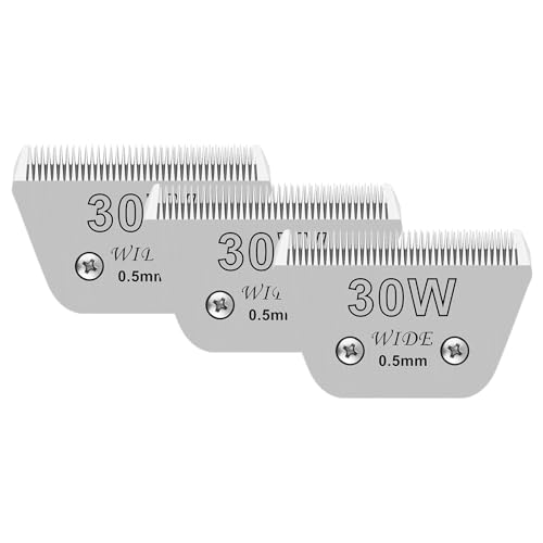 Filymosie 3 x 30 breite Klingen für die Hundepflege, kompatibel mit Andis, Oster A5, Wahl km10 Schermaschinen, Schnittlänge 0,5 cm von Filymosie