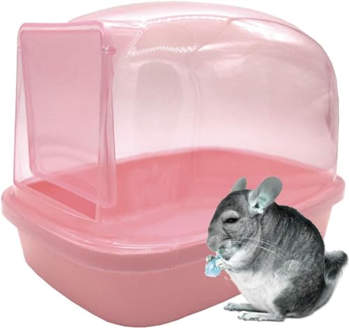 Zwerghamster Trockenes Badezimmer, Chinchilla Sauna Toilette Kunststoff Sand Badehaus Ideal für Rennmäuse, Igel, Eichhörnchen und andere Kleintiere (Rosa) von FimGlk