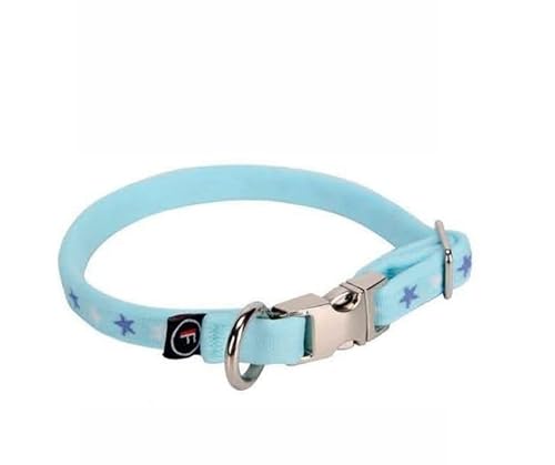 FINNERO Bambino Weiches Welpenhalsband, Gepolstertes Verstellbares Halsband Für Kleine Hunde Und Katzen, Mit Sternenmuster, Bequeme Passform (1 cm brei, Blue Lagoon) von FinNero