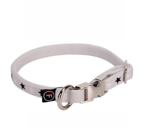 FINNERO Bambino Weiches Welpenhalsband, Gepolstertes Verstellbares Halsband Für Kleine Hunde Und Katzen, Mit Sternenmuster, Bequeme Passform (1 cm breit, Harmony Grey) von FinNero