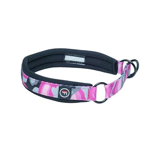 FINNERO CAMOCOLOR Hundehalsband mit Neoprenpolsterung, Camouflage-Druck, breit, bequeme Passform (Rosa, XL) von FinNero