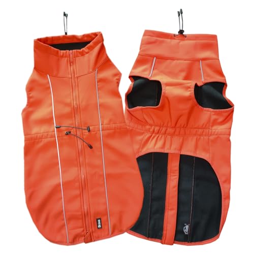 FINNERO Sport Softshell-Hundejacke, Ganzjahres-Hundemantel, Winddichte Reflektierende Warme Weste (4XL, Orange) von FinNero