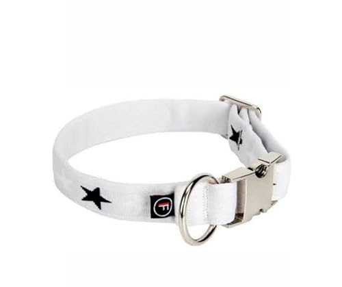 FINNERO Bambino Weiches Welpenhalsband, Gepolstertes Verstellbares Halsband Für Kleine Hunde Und Katzen, Mit Sternenmuster, Bequeme Passform (2 cm breit, Harmony Grey) von FinNero