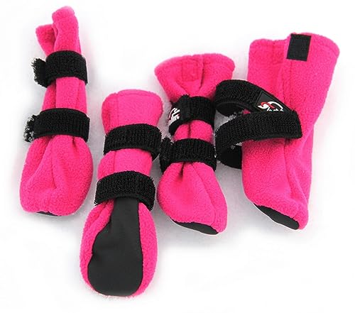 FINNERO Halla Weiche Hundeschuhe 4 Stück/Packung Hundeschuhe, Hundestiefel, Pfotenschutz für kleine Hunde (pink, M) von FinNero