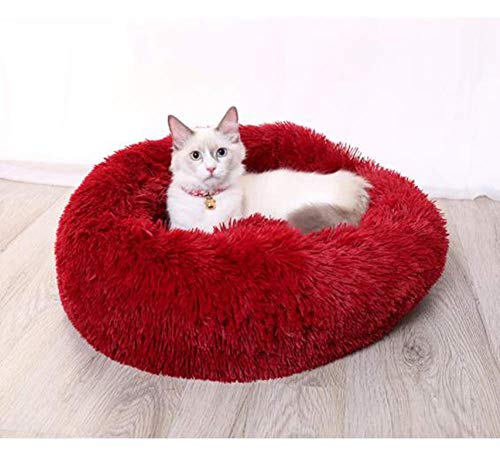 Findm Store Warm Haustierbett Schöne Katzenkissen Donut-Kuschelnest Hundebett Weiches Plüsch Hundesofa mit Rutschfestem Boden, Waschbare Matratze für Kleine, Mittelgroße Hunde Katzen von Findm Store