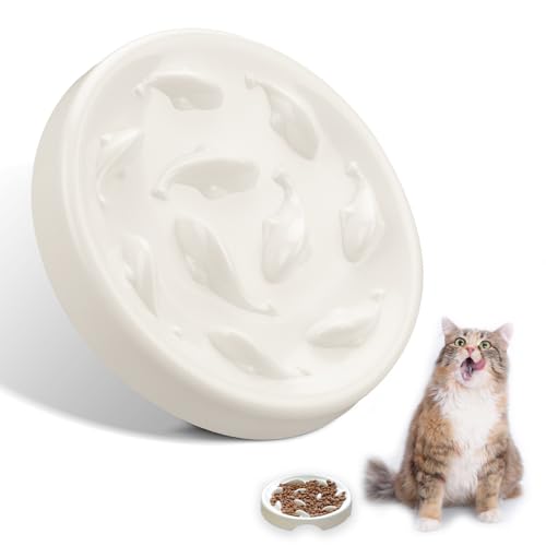 Fine jade2 Anti Schling Napf Katzen Futternapf Katze Breit Interaktiver Labyrinth Design Fressnapf Katze Slow Feeder für Katzen und Kleine Hunde, Weiss von Fine jade2