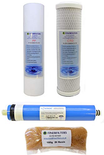 FINERFILTERS Umkehrosmose-Ersatzwasserfilter für Aquarien, 4-stufig, mit 75 GPD Membran von Finerfilters