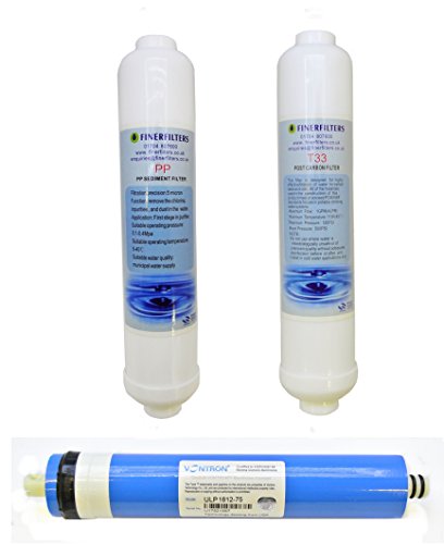 Finerfilters Kompakter 3-stufiger Aquarium-Umkehrosmose-Wasserfilter, Ersatzfilter und 75GPD-Membran von Finerfilters