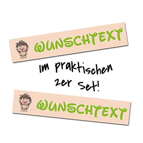 2er Set Tier Aufkleber mit Wunschname Wunschtext für Tiernapf Fressnapf Futterschüssel Namensaufkleber Sticker für Haustier (Igel 1) von Finest Folia