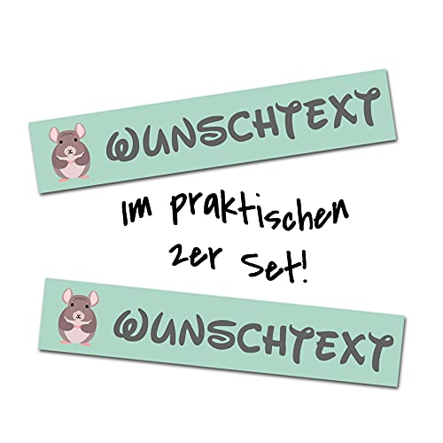 2er Set Tier Aufkleber mit Wunschname Wunschtext für Tiernapf Fressnapf Futterschüssel Namensaufkleber Sticker für Haustier (Maus) von Finest Folia