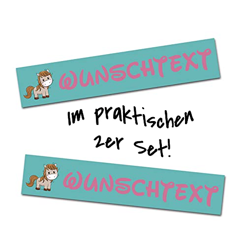 2er Set Tier Aufkleber mit Wunschname Wunschtext für Tiernapf Fressnapf Futterschüssel Namensaufkleber Sticker für Haustier (Pferd 1) von Finest Folia