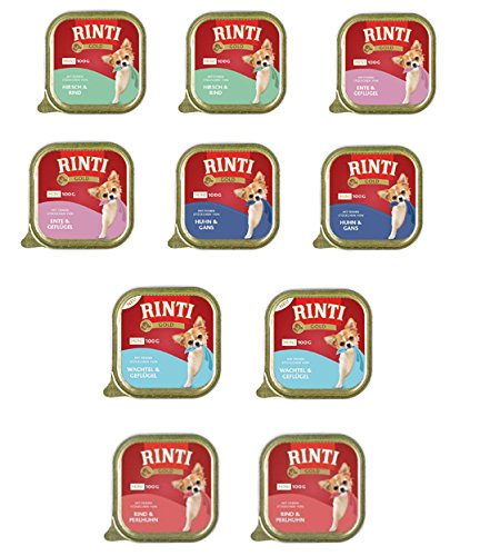 RINTI Gold Mini | Hunde Nassfutter | 10x100g | 5 Sorten zur Auswahl | für kleine Hunde | ohne Getreide von Rinti