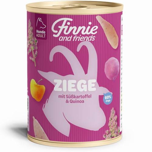 Finnie and Friends - Ziege Sensitive mit Süßkartoffel & Quinoa, 6 x 400g | Premium Hundefutter in 100% Lebensmittelqualität Aller Rohstoffe - Beste Akzeptanz und Verträglichkeit - Alleinfuttermittel von Finnie and Friends