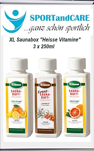 Finnsa XL Saunaaufguss Box Heisse Vitamine: Sanddorn, Blutorange und Citro-Orange (3x250ml) von Finnsa