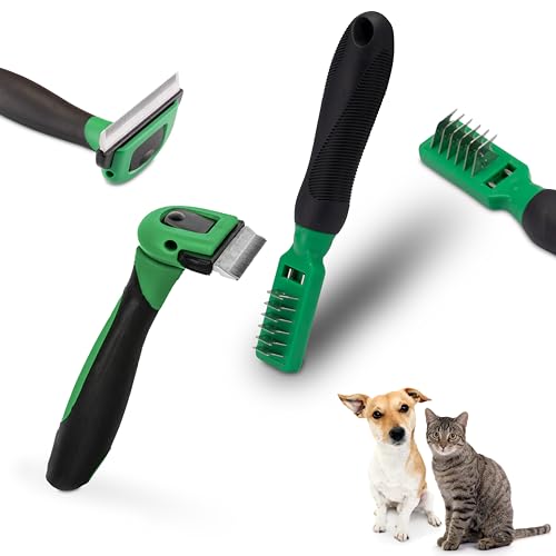 FinoPet 2er Set Fellbürste und Entfilzungsmesser für Hunde und Katzen, Perfekt für Langhaar, Unterfellpflege und Entfilzung, Kein Katzenspielzeug, Katzenklo, Katzennapf, Katzenzubehör von FinoPet