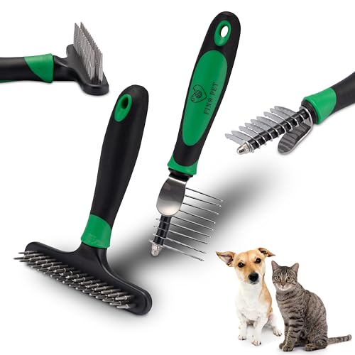 FinoPet 2er Set Entfilzungsbürste/Fellbürste und Striegel, Ideal für Katzen und Hunde, Perfekt für Fellpflege & Krallenpflege, Tierhaarentferner, Katzenspielzeug und Hundezubehör, Welpen Zubehör von FinoPet