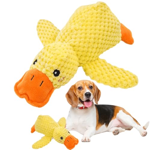 Fiorky Langlebiges Enten-Kauspielzeug for Welpen | Beruhigendes Enten-Haustier-Plüschspielzeug for Hunde mit Quaken-Geräusch, beruhigendes Enten-Hundespielzeug, Stofftiere,Hunde-Kauspielzeug von Fiorky