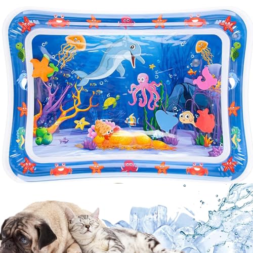 Fiorky Sensorische Wassermatte Für Katzen, Sensory Water Playmat Katze, Aufblasbare Sensorische Wasser-Spielmatte Für Katzen, Interaktives Katzenspielzeug, Katzen-Spielzeug von Fiorky