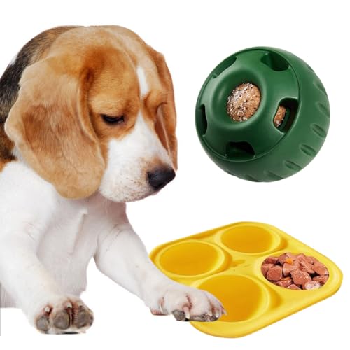 Fiorky Silikon nachfüllbares Hundespielzeug, Hundekauspielzeug nachfüllbarer Hundefutterball wiederverwendbarer Futterspender interaktives Hundespielzeug for kleine bis große Hunde Leckball von Fiorky