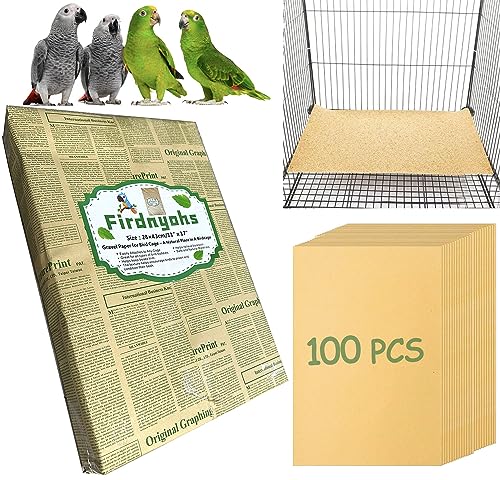 Firdnyohs 100 Stück Kieslinerpapier für Vogelkäfig, 28,9 x 43,2 cm, Papiereinlagen, Käfigeinlage, Vogelkäfig-Papier für harte Schnabelreinigung, sicher und leicht zu verdauen, extra große Größe für von Firdnyohs