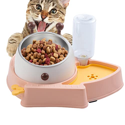 Futter- und Wassernapf-Set für Katzen, Futter- und Wassernapf-Set für Kätzchen,Erhöhter Katzennapf, 500 ml Wasserflasche | Trinken und Füttern von Katzen, rutschfeste Basis, Hundenäpfe, für von Firulab