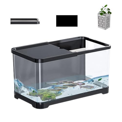 Aquarium-Set – Goldfischbecken, Dekoratives Salzwasser-Aquarium-Set, Kleines Aquarium | Kleines Aquarium, Dekoratives Salzwasser-Aquarium-Set, Kreatives Fischaquarium Mit Korb, Vielseitiges Aquarium F von Fisssure